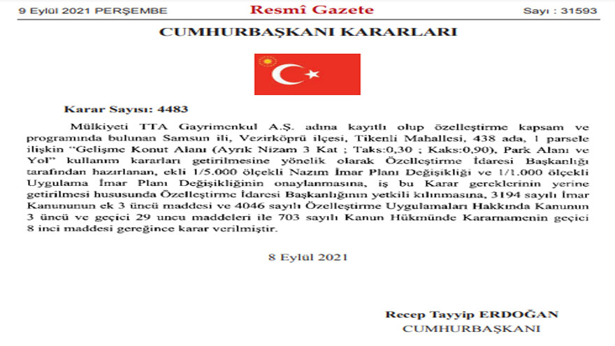 Yeni Özelleştirme Kararları Resmi Gazete'de! Yeni Satış Kararları ve İmar Planı Değişiklikleri