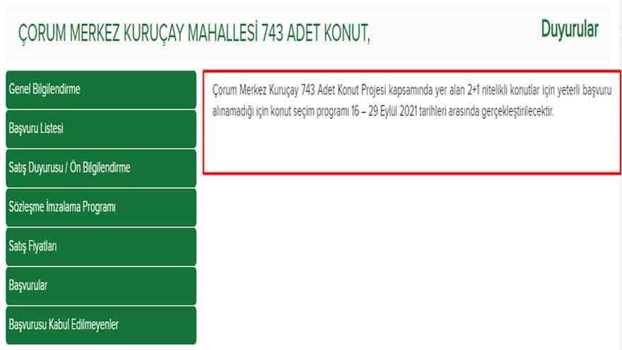 İsim Listesi Belirlendi! TOKİ Çorum Merkez Kuruçay Mahallesi Konut Projesi Kura Çekilişi Sonuçları