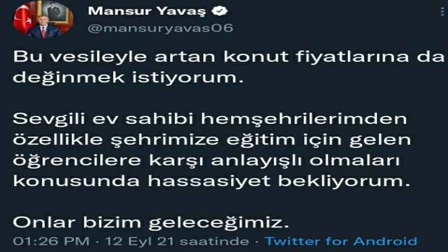 Başkan Mansur Yavaş'tan Öğrencilere Yurt Müjdesi, Ev Sahiplerine Zam Uyarısı Geldi!