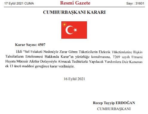 Cumhurbaşkanı Erdoğan İmzaladı, Resmi Gazete'de Yayınlandı! Bu Vatandaşların Elektrik Faturalarına 3 Ay Erteleme