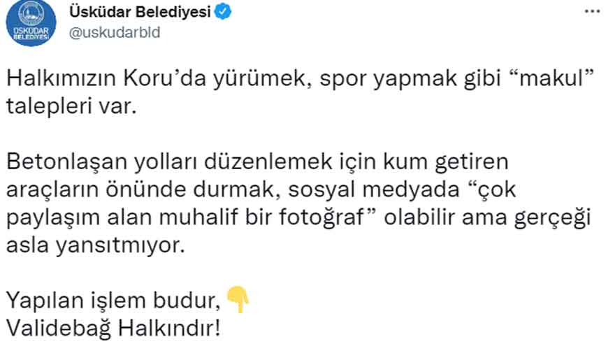 Üsküdar Belediyesi'nden Validebağ Korusu Açıklaması Geldi!