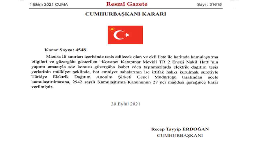 İstanbul ve Ankara'da Var! Cumhurbaşkanı Onayı Verdi, TEDAŞ 5 İlde Acele Kamulaştırma Kararı Çıkardı