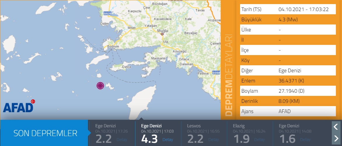 Muğla'nın Datça İlçesi Açıklarında Deprem! AFAD Deprem Dairesi Son Dakika Duyurusu Yaptı!