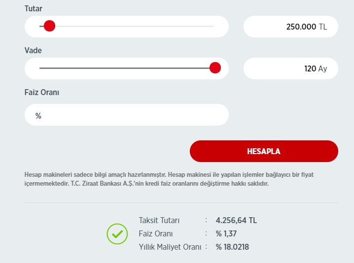 Konut Yatırımı Yapacaklar Dikkat! Ziraat Bankası 250 Bin TL Ortak Konut Kredisi Maliyet Tablosu!