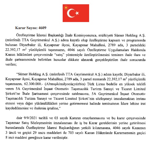 Cumhurbaşkanı İmzasıyla Resmi Gazete'de 4 Ayrı Özelleştirme Kararı Yayınlandı! İhale Sonuçları Belli Oldu!