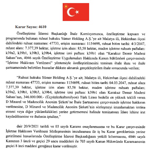 Cumhurbaşkanı İmzasıyla Resmi Gazete'de 4 Ayrı Özelleştirme Kararı Yayınlandı! İhale Sonuçları Belli Oldu!