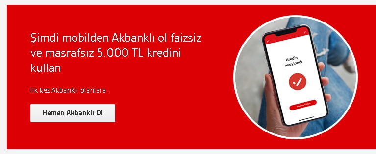 5.000 TL Çekip, 5.000 TL Ödüyorsunuz! Akbank Sıfır Faizli Kredi Başvuruda 3 Gün Detayı
