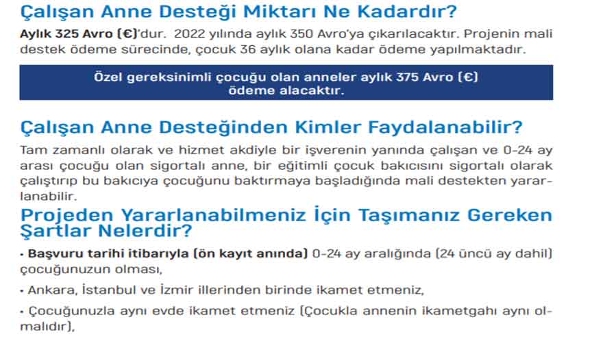 Çalışan Annelere Aylık 375 Euro Devlet Yardımı!