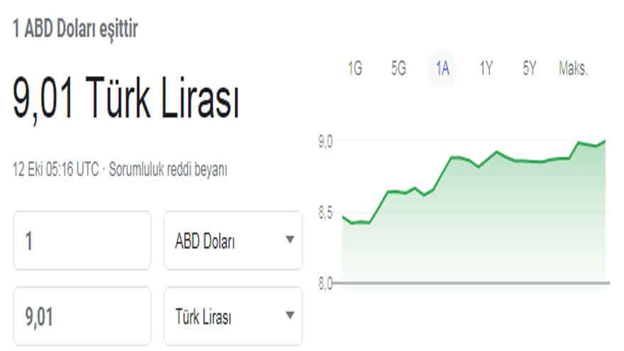 12 Ekim 2021 Salı Günü Dolarda Tarihi Zirve Rekoru Olarak Kayıtlara Geçti! 1 Dolar Neden 9 TL Oldu?