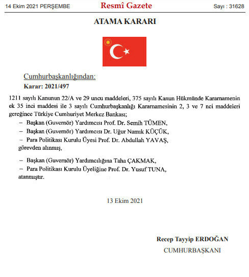Türkiye Ekonomisinde Deprem, Merkez Bankası Atama Kararları Resmi Gazete'de! Dolar Kuru Tarihi Seviyeye Sıçradı!