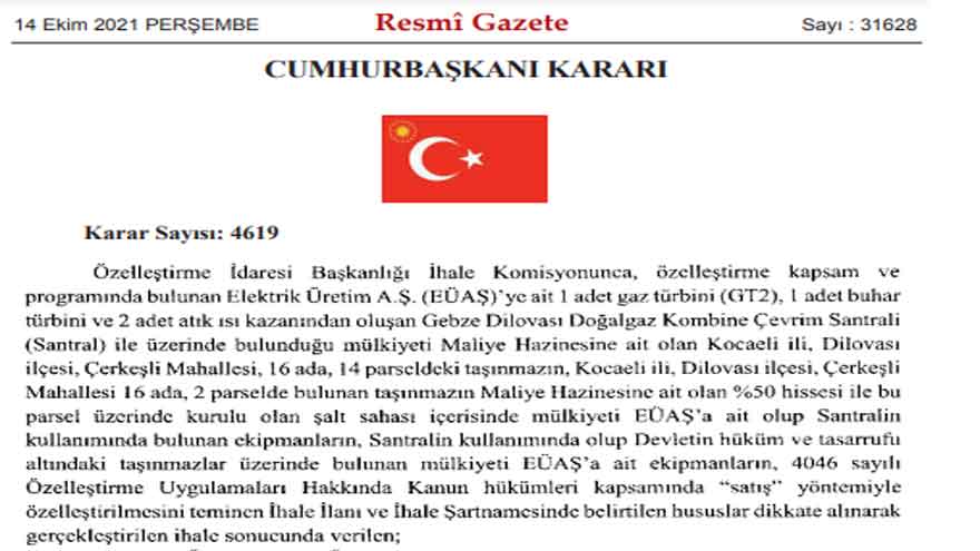 Gebze Dilovası Doğalgaz Kombine Çevrim Santrali Özelleştirildi! 157 Milyon Liralık İhaleyi Kim Kazandı?