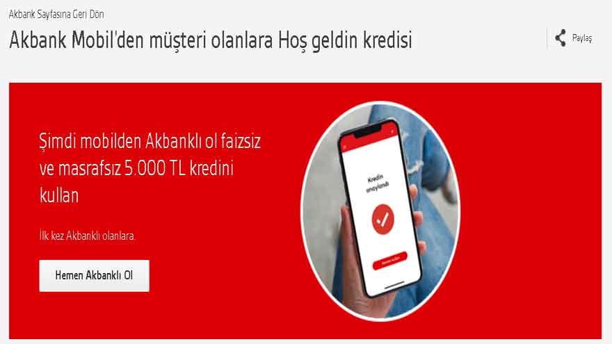 Akbank Az Önce Duyurdu, Başvuru Ekranını Açtı! 3 Gün İçinde Başvur, 5 Bin TL Faizsiz, Masrafsız İhtiyaç Kredisi Çek