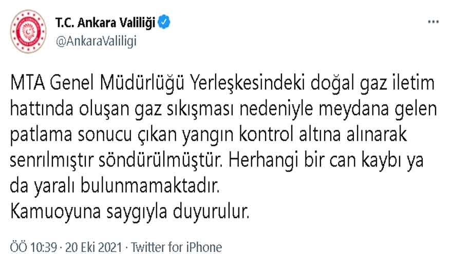 Ankara Doğalgaz Patlaması Son Dakika: Eskişehir Yolu Ankara'da Yangın!