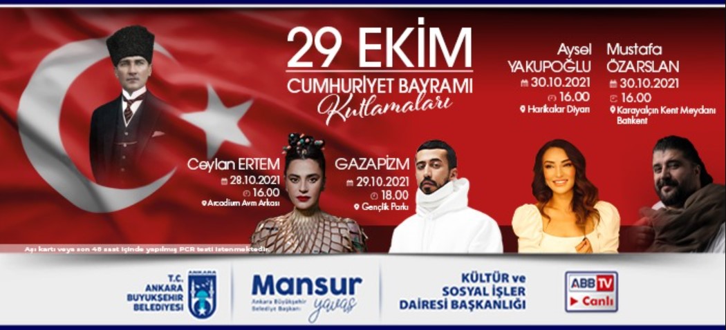 Ankara 29 Ekim Etkinlikleri 2021! Büyükşehir Belediyesi Ücretsiz Konser ve Kutlama Programı