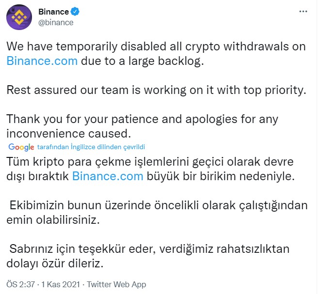 Kripto Para Piyasasında Binance Depremi! Kripto Para Çekimi Askıya Alındı