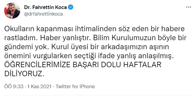 Bilim Kurulu Üyesi Okullar Kapanabilir Demişti, Sağlık Bakanı Koca'dan İlk Açıklama Geldi!