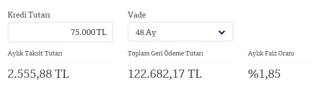 QNB Finansbank Rehinsiz Taşıt Kredisi Kampanyası! 75 Bin TL Taşıt Finansmanı Taksit Hesaplaması!