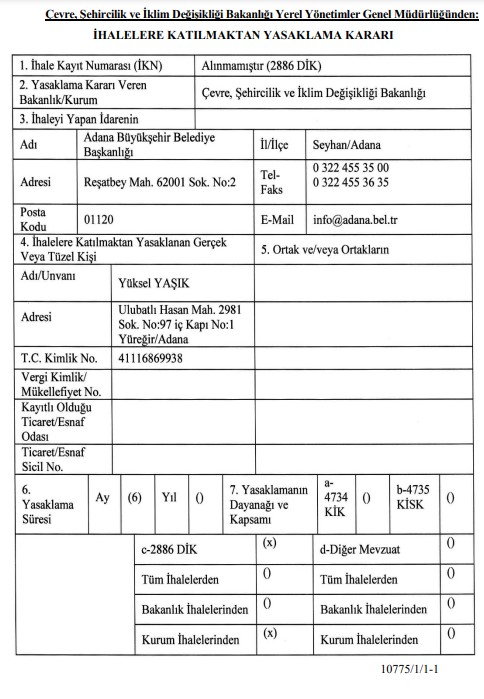 Çevre ve Şehircilik Bakanlığı Resmi Gazete İle Yayımladı: 15 Müteahhide İhale Yasağı Getirildi!