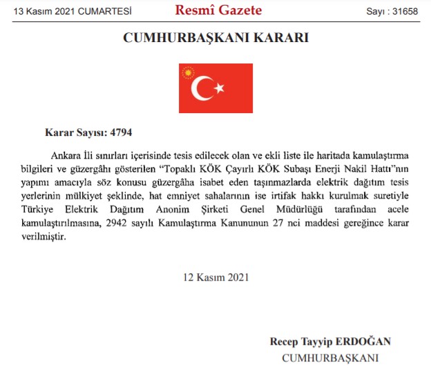 Ankara, İzmir ve İstanbul'da Var! Resmi Gazete İle 7 İlde Enerji Projeleri İçin Acele Kamulaştırma Kararı Çıktı