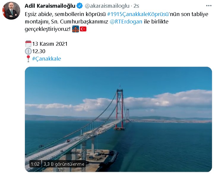 Cumhurbaşkanı Erdoğan Çanakkale'de! Çanakkale Köprüsü Son Tabliye Montajı Yapılıyor