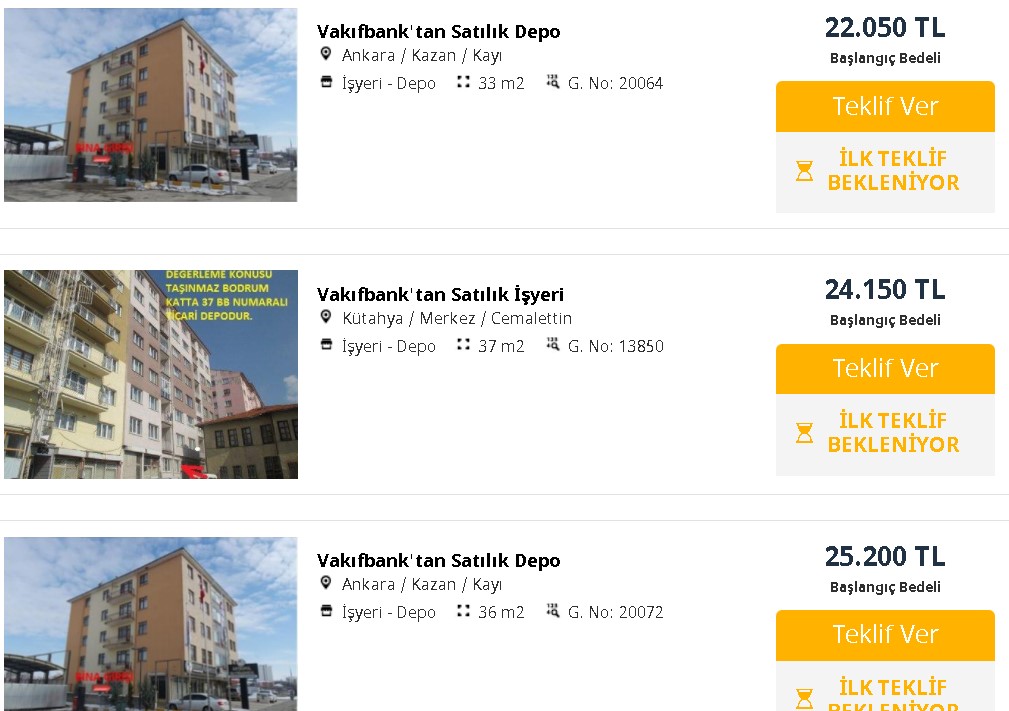 Vakıfbank'tan Satılık Gayrimenkuller: 49 Bin Liraya Merkezde Satılık Daire, 22 Bin Liraya İşyeri, 18 Bin Liraya Arsa