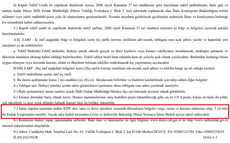 Milli Emlak Arsa Satış İhaleleri Sürüyor! KDV ve Tapu Harçsız, 5 Sene Emlak Vergisi Muafiyeti İle Satılıyor