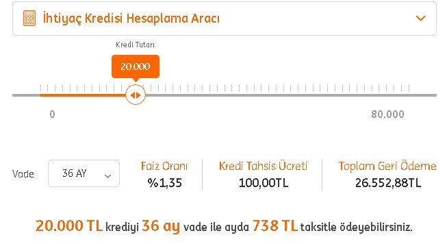 Şubat 2022 Ödemeli 3 Ay Ertelemeli 20.000 İNG Bank İhtiyaç Kredisi