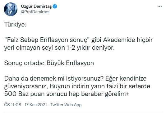Özgür Demirtaş Yapmayın Tarihe Geçersiniz Diyerek Faiz İndirimi Uyarısı Yaptı!
