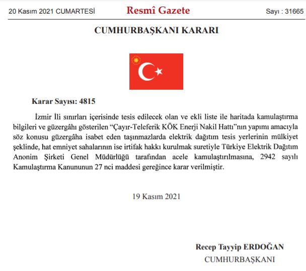 Resmi Gazete İle Ankara, İzmir ve Konya İçin TEDAŞ Acele Kamulaştırma Kararları Yayımlandı!