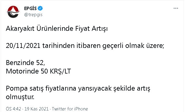 Sıralı Zam Listesi! Otogaza 45 Kuruş, Benzine 52 Kuruş, Motorine 50 Kuruş Gece Pompaya Yansıyacak