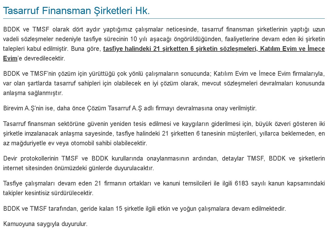 SON DAKİKA: Tasfiye Edilen Faizsiz Tasarruf Finansman Katılım Şirketleri Hakkında BDDK Yeni Karar Açıkladı