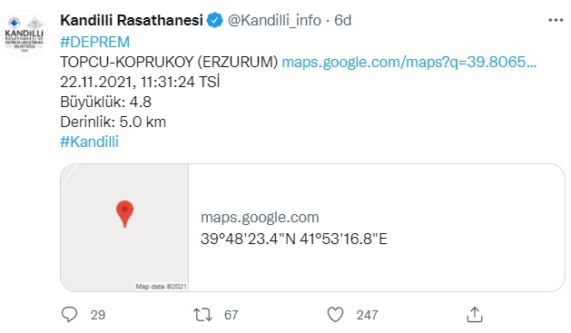 Son Dakika: Beşik Gibi Sallanan Erzurum'da 4.8 Şiddetinde Deprem Yaşandı