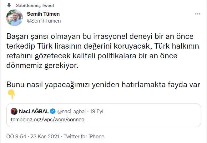Cumhurbaşkanı Erdoğan'ın Görevden Aldığı Merkez Bankası Başkan Yardımcısından Acil TL Çağrısı!