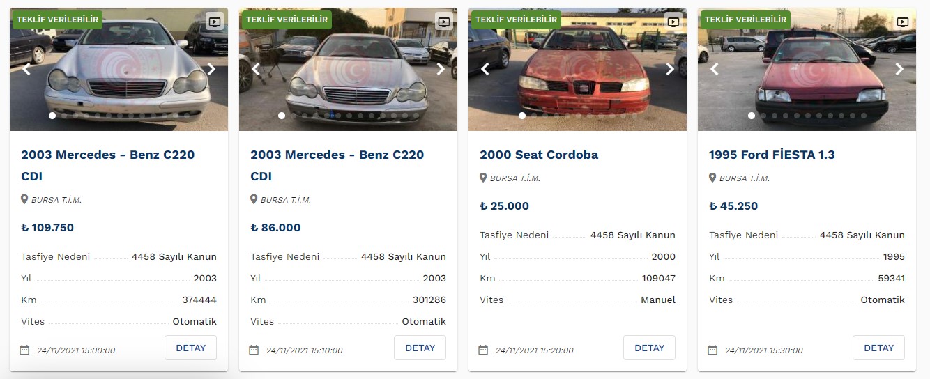 Ticaret Bakanlığı Gümrük Araç Satış İlanları: 86 Bin Liraya Mercedes, 90 Bin Liraya BMW, 45 Bin Liraya Ford Satılıyor