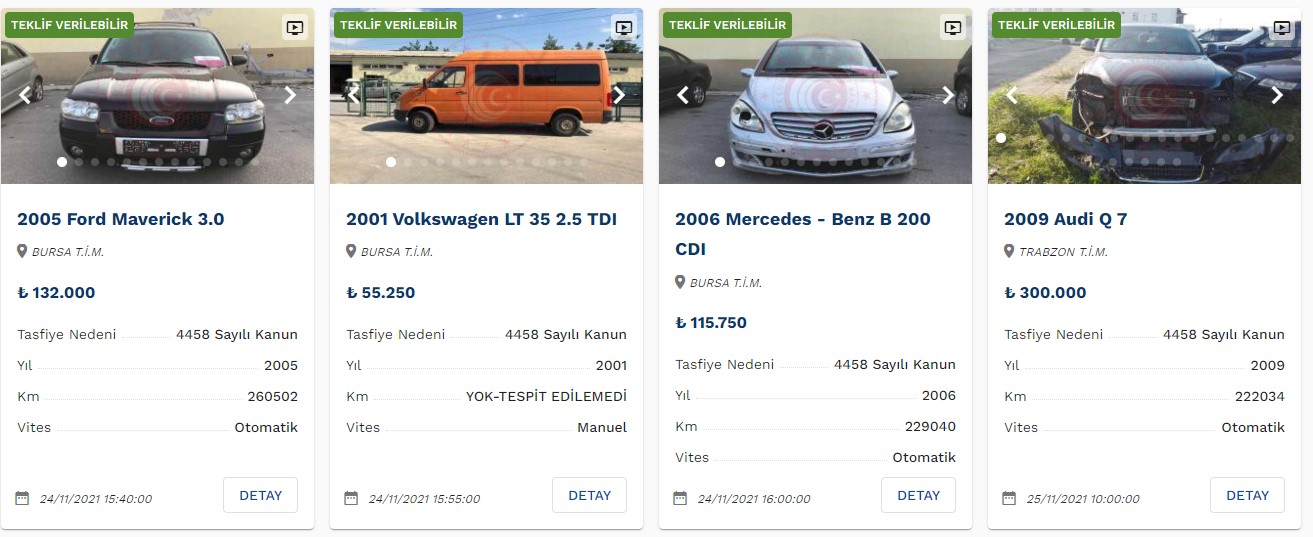 Ticaret Bakanlığı Gümrük Araç Satış İlanları: 86 Bin Liraya Mercedes, 90 Bin Liraya BMW, 45 Bin Liraya Ford Satılıyor