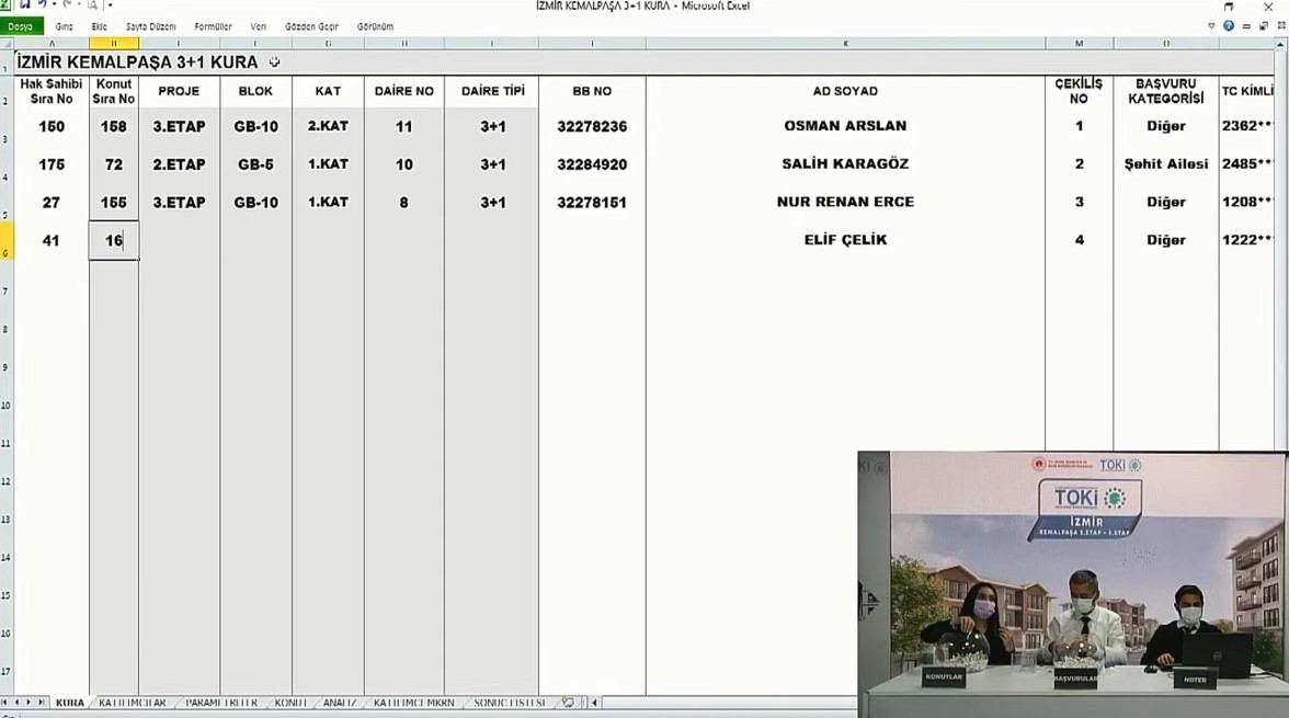TOKİ İzmir Kemalpaşa Çambel Mevki 2. ve 3. Etap Konut Projesi Kura Çekilişi Sonuçları İsim Listesi Belirlendi