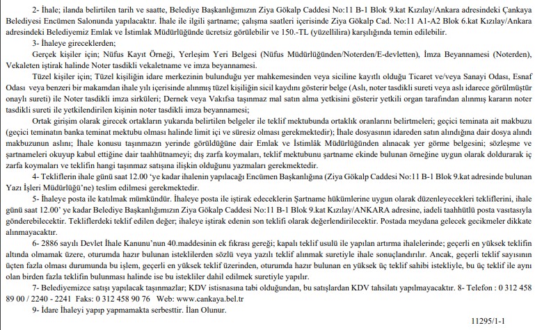 Ankara'nın Göbeğinde Belediye Satıyor! Çankaya Belediyesi 185 Bin Liraya 2+1 Ev ve Arsa İhalesi Düzenliyor