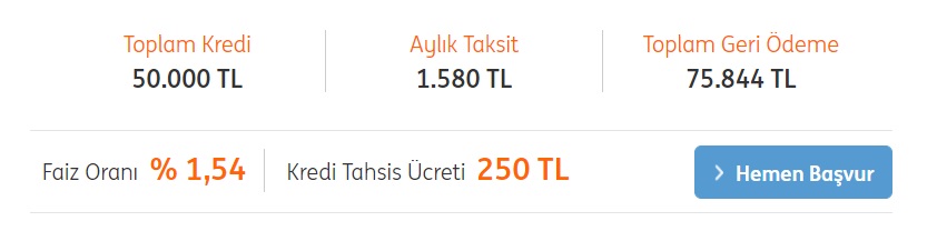 Düşük Faizli Taşıt Kredisi İle Ayaklar Yerden Kesiliyor! ING Bank 50 Bin TL Otomobil Finansmanı Maliyet Hesaplaması!