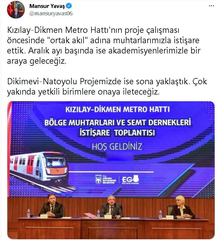 Kızılay - Dikmen ve Dikimevi - Natoyolu Metrosu İçin Son Durumu Başkan Yavaş Açıkladı!