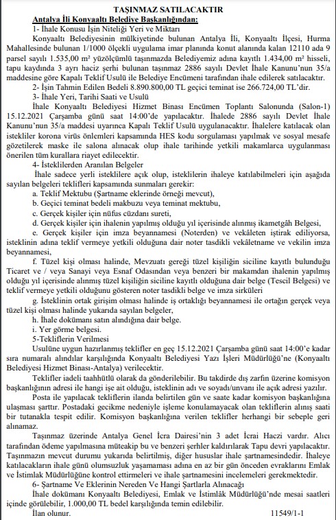 Pandemide Yatırım Yapan Getiri Rekoru Kırmıştı! Antalya'da Belediye Arsa Satış İhalesi Yayımladı