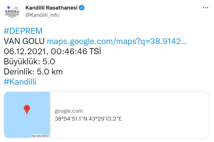 Son Dakika AFAD Deprem Haberi! Van'da 5 Şiddetinde Deprem Korkuttu!