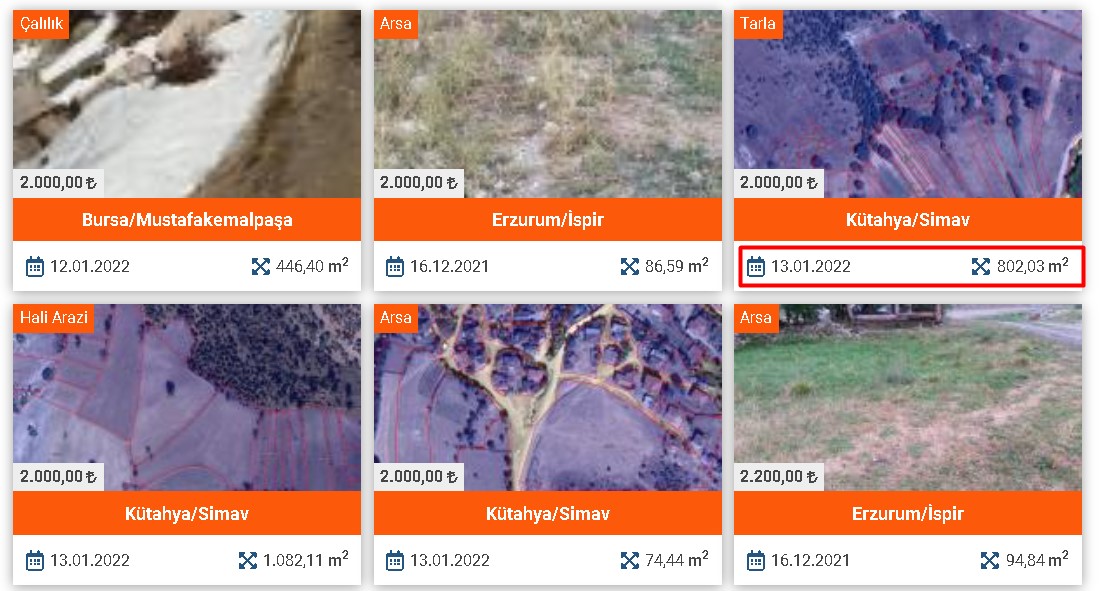 Milli Emlak KDV'siz, Vergisiz Satıyor: 800 M2 Tarla 2 Bin TL, 1000 M2 Bağ 3 Bin TL, 800 M2 Bahçe 4 Bin TL, Arsa 5 Bin TL