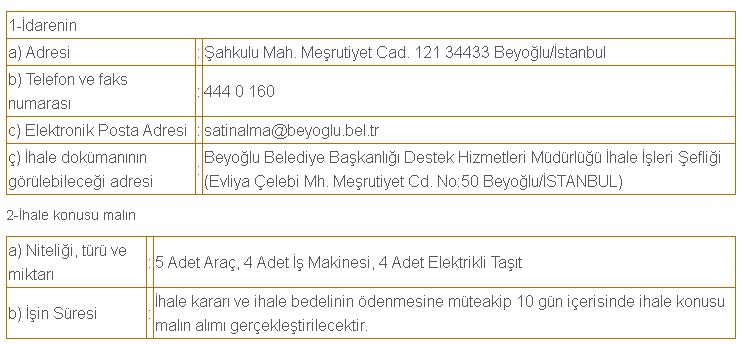 İstanbul'da Belediye 5 Adet 2. El Aracı, 4 İş Makinesini, 4 Elektrikli Taşıtı 265.000 TL'ye Satıyor