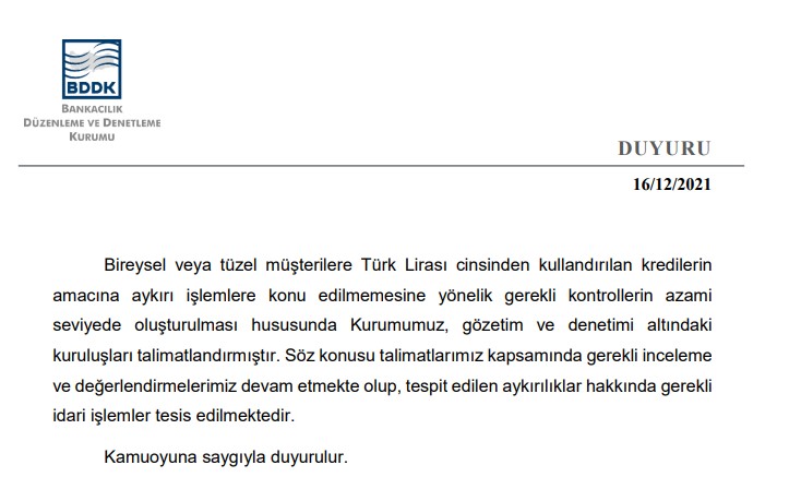 BDDK Bankaları Uyardı! Çektiği Kredi İle Dolar ve Altın Alanlar Dikkat