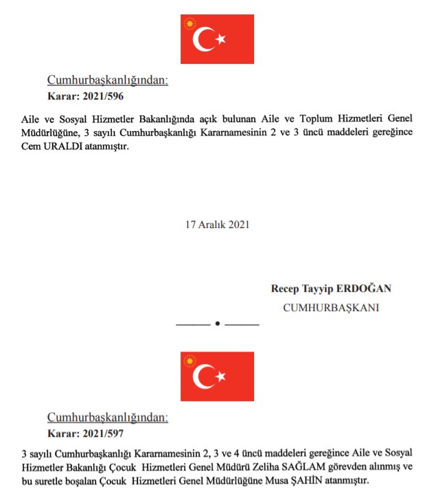 18 Aralık Tarihli Atama Kararnamesi Resmi Gazete İle  Yayımlandı!  Cumhurbaşkanı Erdoğan'dan Yeni Atama Kararları