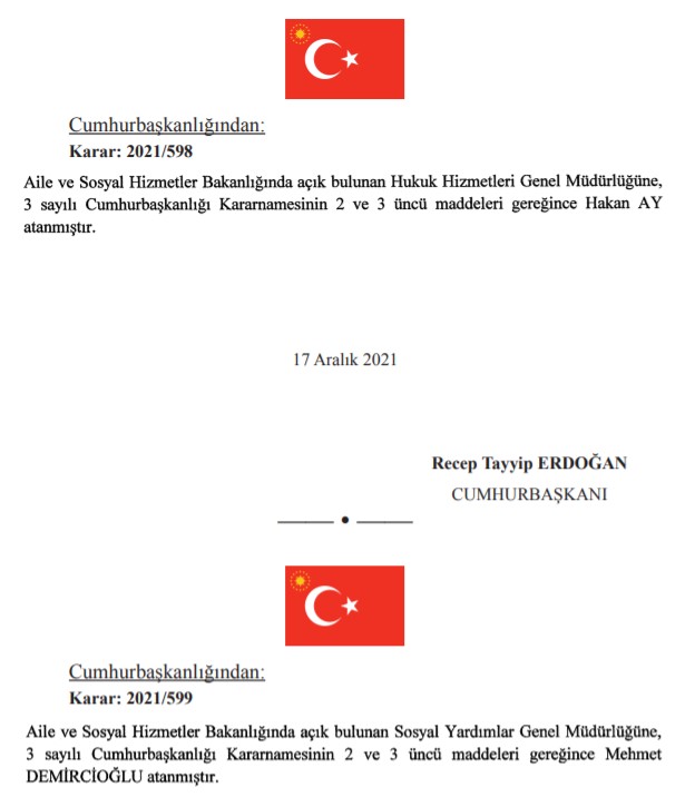 18 Aralık Tarihli Atama Kararnamesi Resmi Gazete İle  Yayımlandı!  Cumhurbaşkanı Erdoğan'dan Yeni Atama Kararları