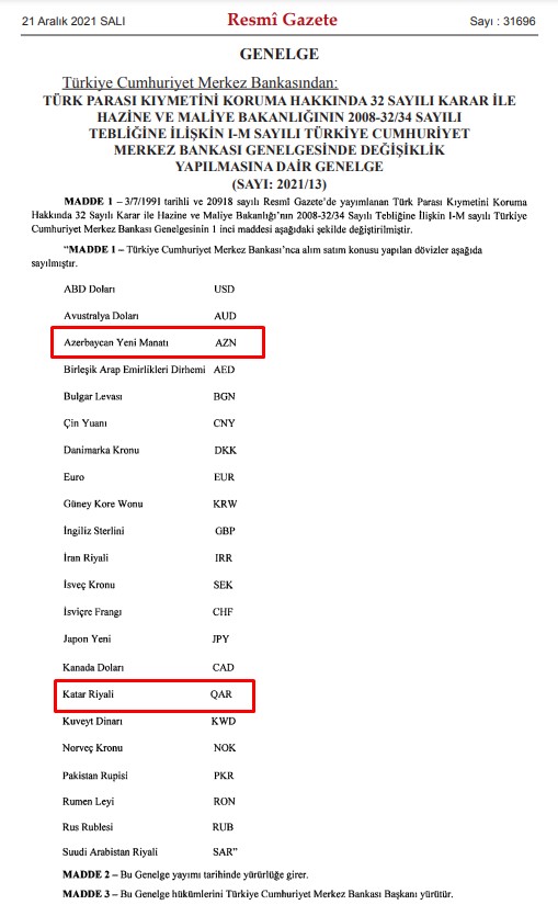 Türk Parası Kıymetini Koruma Hakkında 32 Sayılı Karar İle Merkez Bankası Genelgesi Değiştirildi!