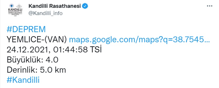 Son Dakika Kandilli AFAD Deprem Haberi! Van 4 Şiddetinde Sallandı, Ardından İki Artçı Deprem Daha Oldu!