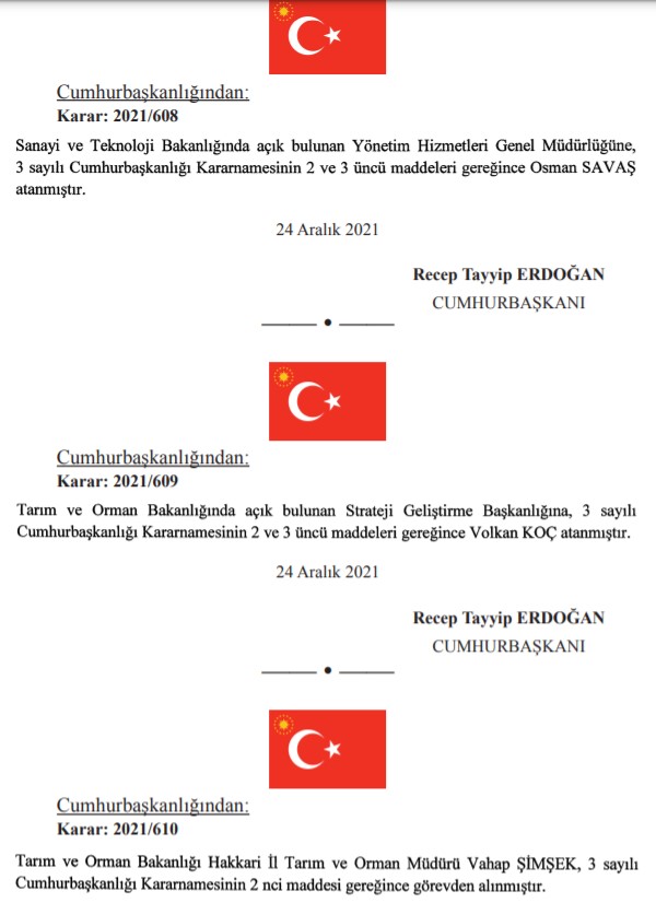 Cumhurbaşkanı Erdoğan'dan 25 Aralık Tarihli Atama Kararnamesi: 5 Bakanlıkta Kritik Görev Değişimleri