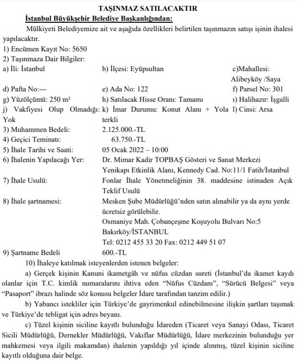 Hepsi Birbirinden Değerli! İstanbul Büyükşehir Belediyesi Şişli, Beyoğlu ve Eyüpsultan'da İhale İle Arsa Satışı Yapacak